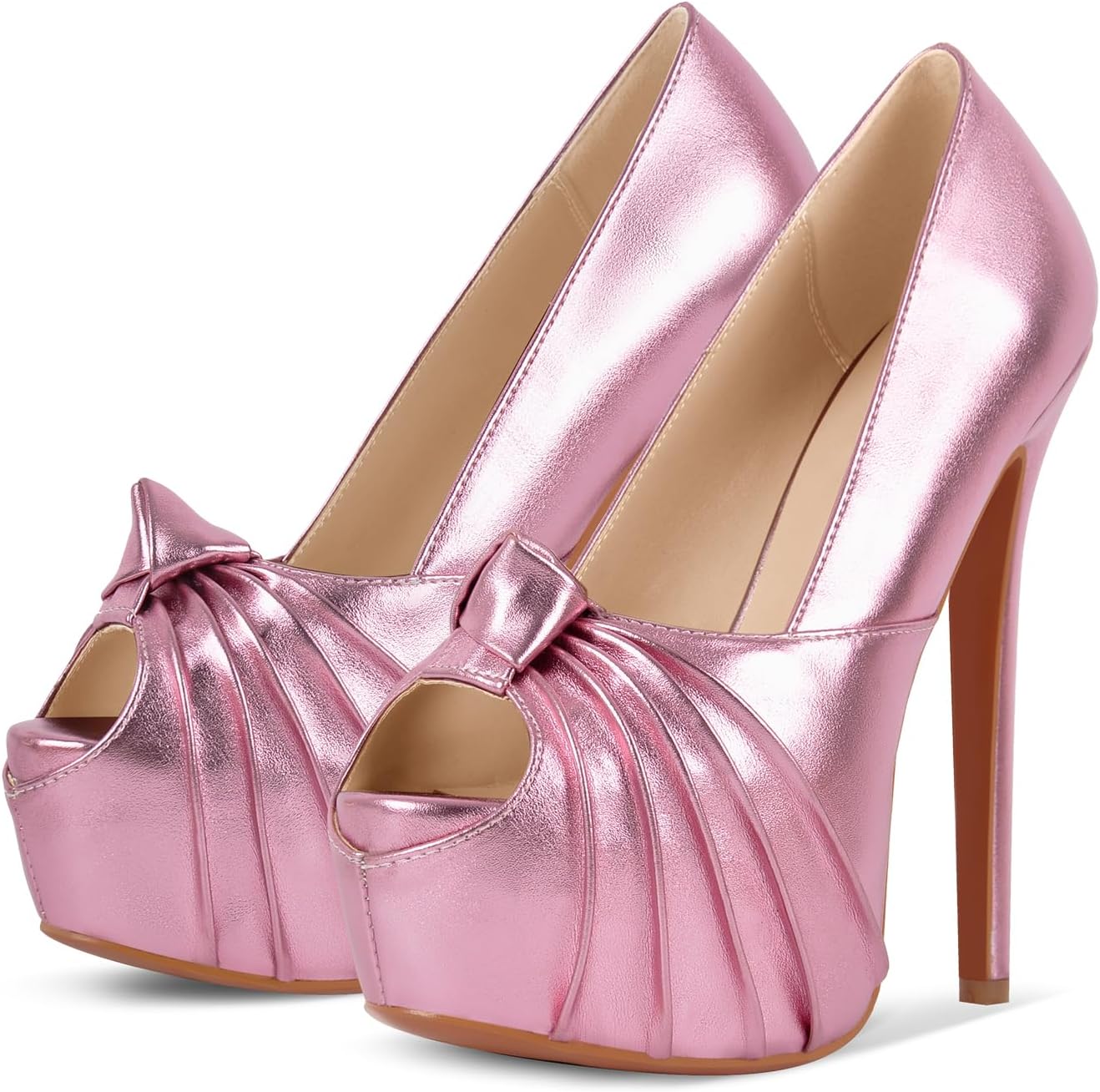 Women's Platform Pumps Shoes Slip On Stilettos PU High Heels - Image 5