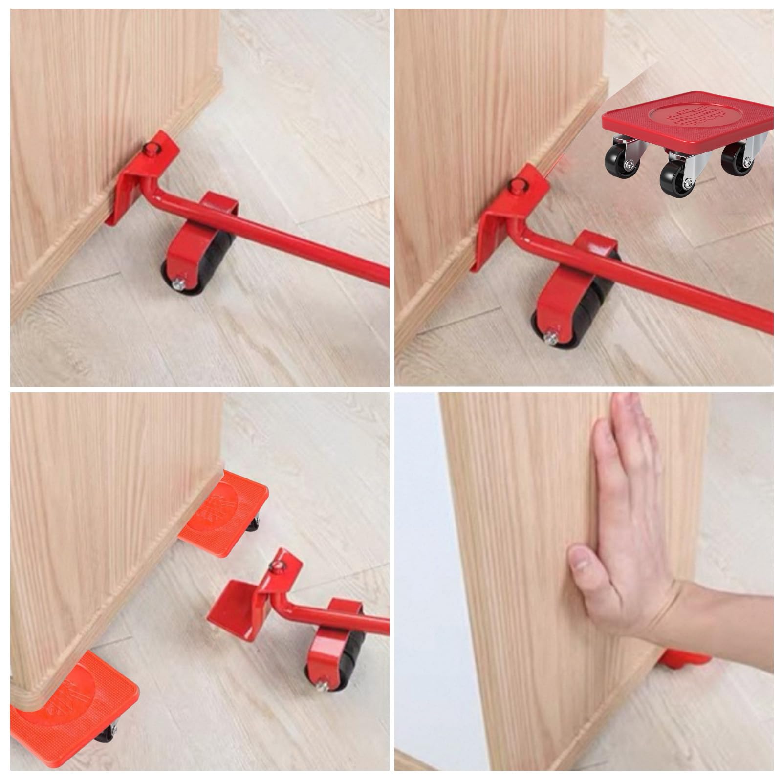 5 Pièces Kit de Transport de Meubles, Kit de Deplace Meuble a Roulette, Leve Meuble, Rotation à 360°, Leve Meuble Lourd Élévateur pour Sofa Machine Laver Garde Robe Réfrigérateur