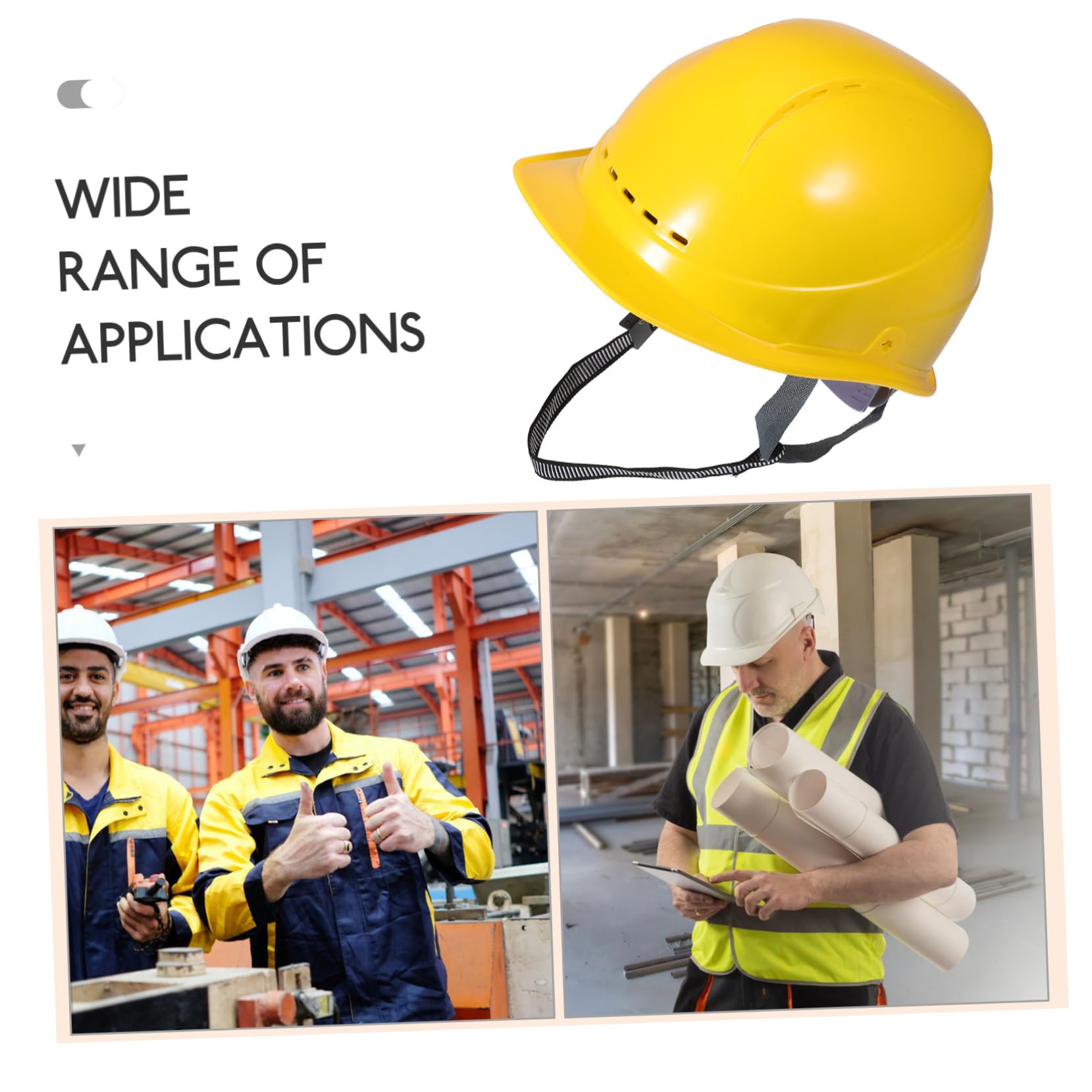 Casco de Seguridad para Construcción Amarillo, Plástico, Ventilado | Ajuste Regulable, Diseño Ligero, Resistencia a Impactos, Uso en Obra y Entornos Laborales