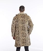 Vista 2 de UMREN Abrigos de piel sintética de leopardo para hombre, chaqueta larga de lujo, parka cárdigans