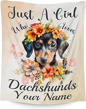 Custom Dachshund Throw Blanket for Women - 60x80 Inches Twin Size - Soft Fluffy Cozy Blankets Gift - Colorful Cute Blanket Throws for Bed, Sofa, Winter