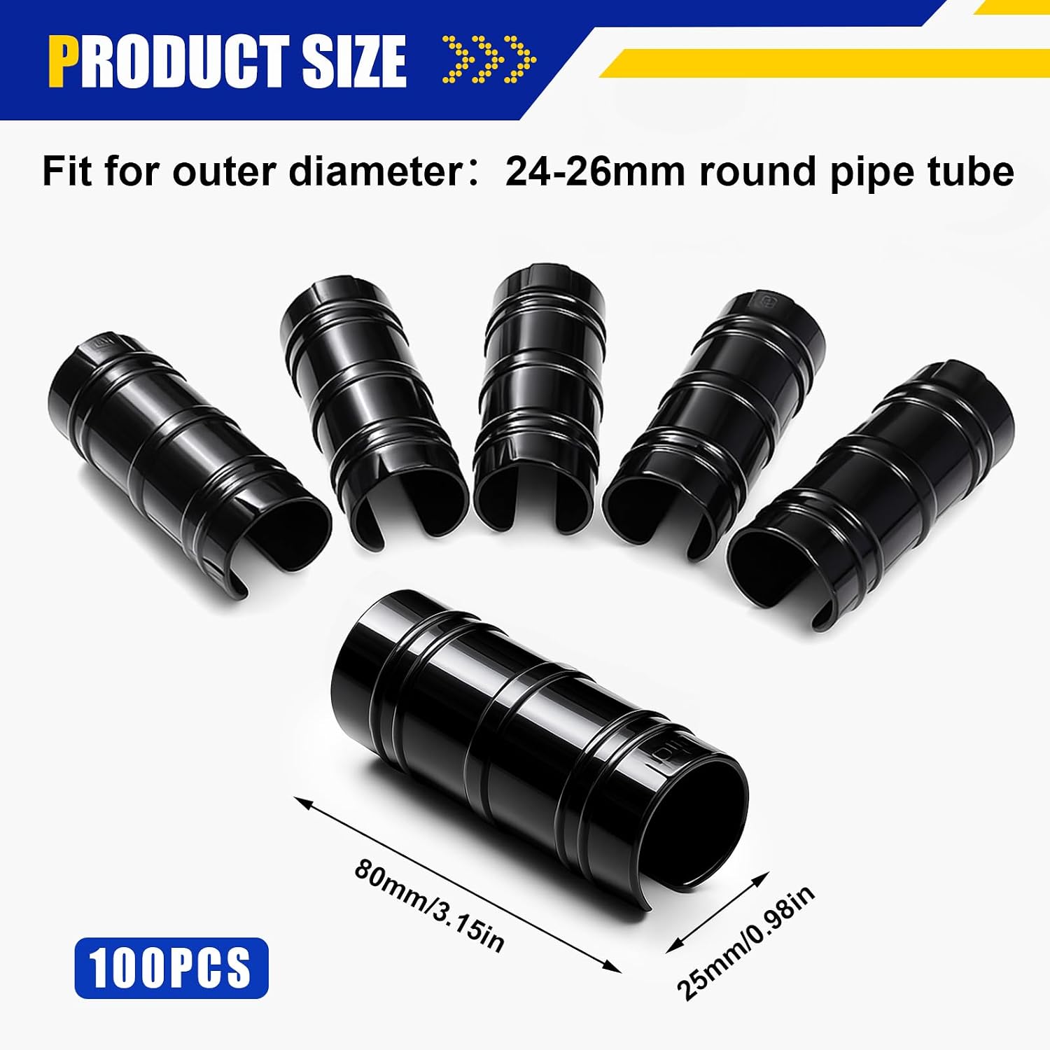 100 Pcs 1 Inch Greenhouse Clips, 25mm Black Plastic Clamp Garden Buildings Frame Snap PVC Pipe Tube Clips for Greenhouse Films Sunshade Nets Row Covers Shelters Fixing, Farming, Gardening