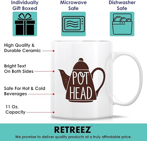Miniatura 3 de Retreez Taza divertida Pot Head, Weed - Tazas de café de cerámica de 11 onzas Divertido, sarcasmo, sarcástico, motivacional, regalos de cumpleaños
