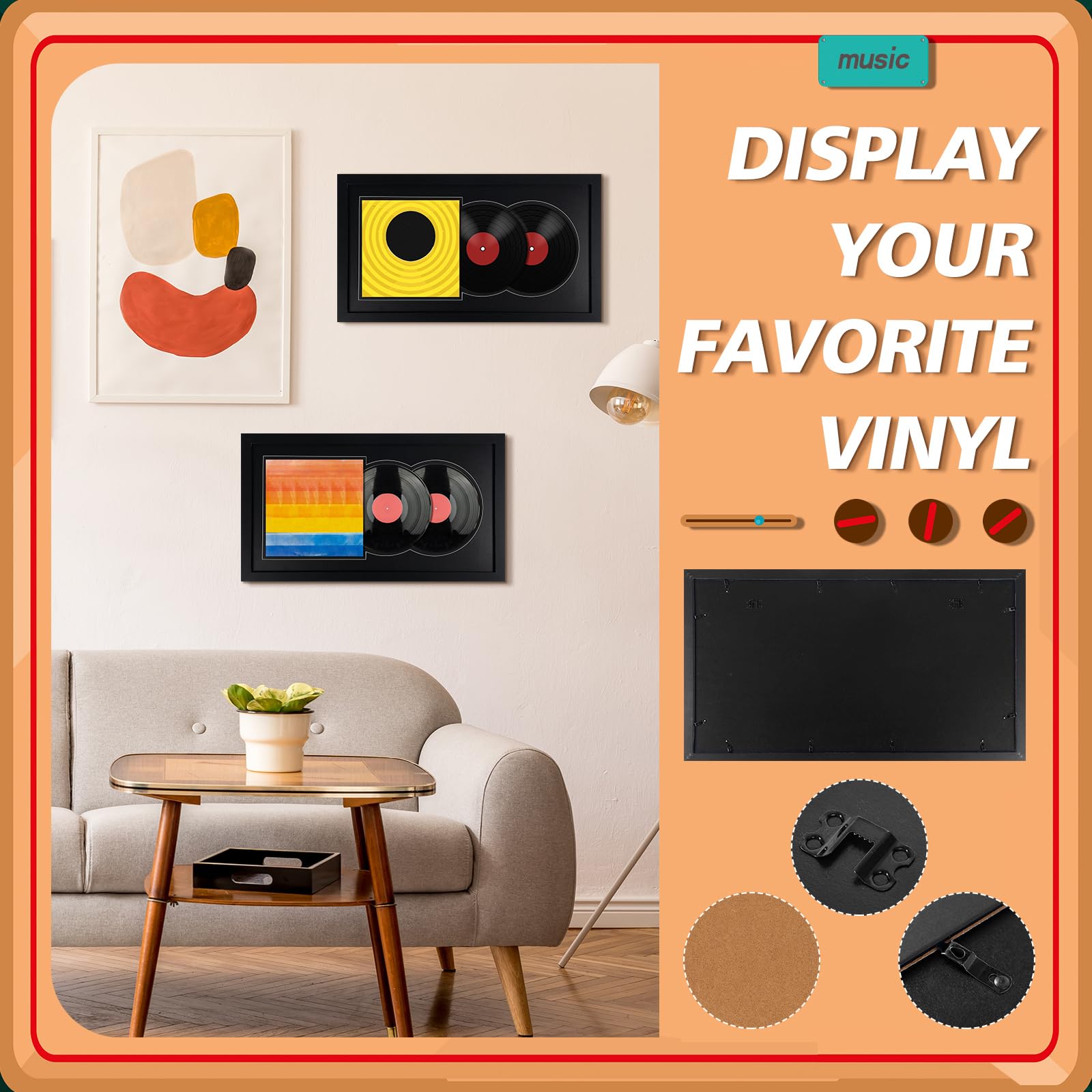 Amazon.com - Kritkin 2 Pack Vinyl Double Record Frame 16 x 30