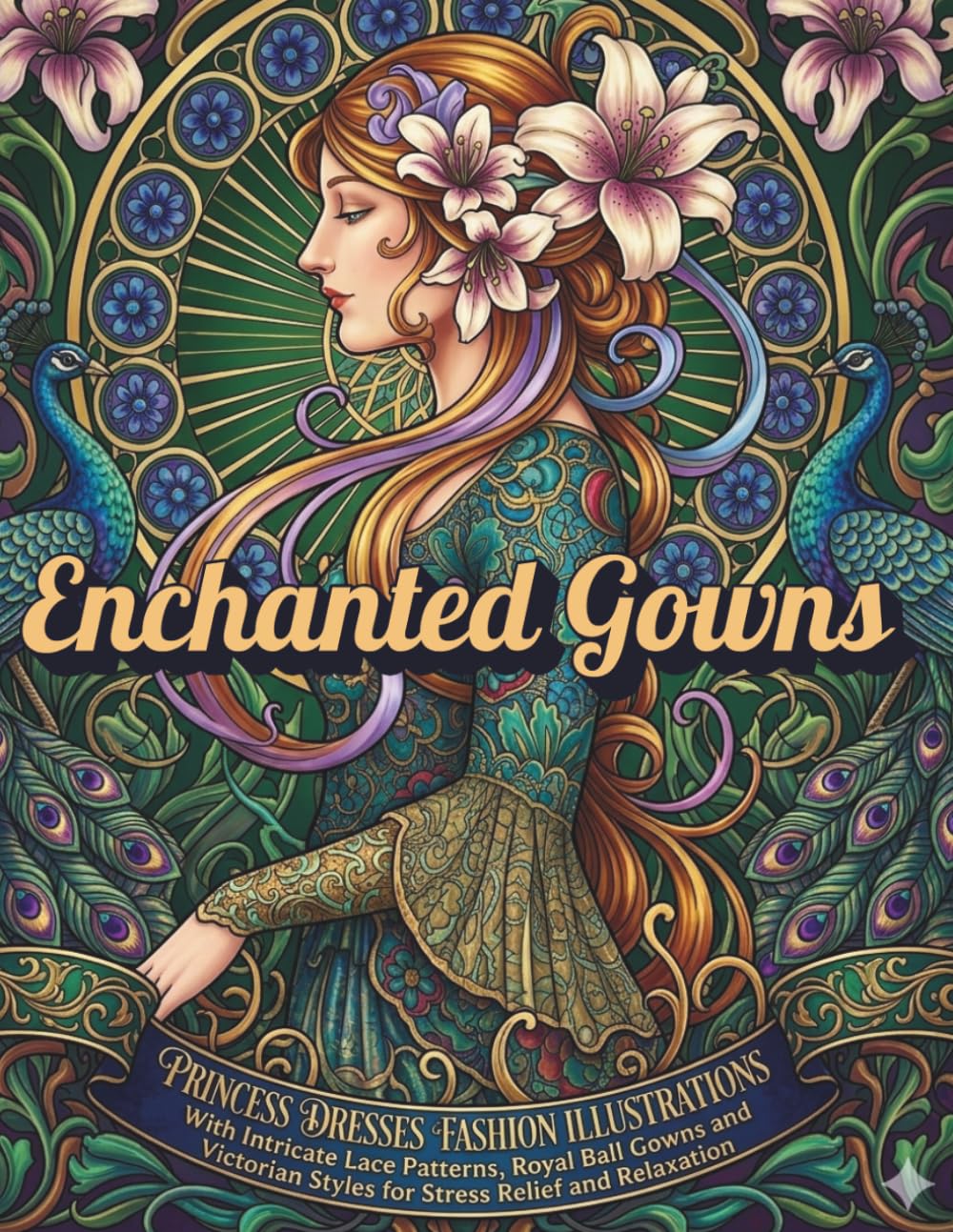 Enchanted Gowns: A Coloring Book for Adults: Princess Dresses Fashion Illustrations with Intricate Lace Patterns, Royal Ball Gowns and Victorian Styles for Stress Relief and Relaxation