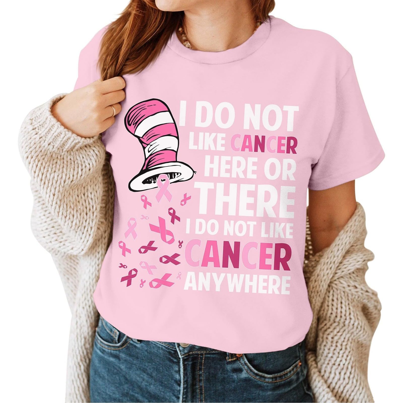 Cokbyavla Pink Ribbon Breast Cancer Awareness T-Shirts, Women's Plus Size V Neck Breast Cancer T Shirts Fight Cancers Tshirt Womens Pink Awareness V Neck T Shirt Ribbon Shirts B XXL