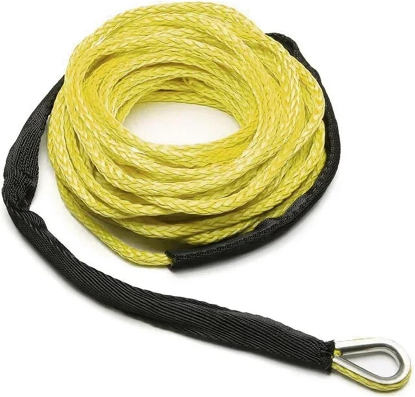 Tow Rope 15m 6mm/7mm Towing Winch Cable Rope String Line Synthetic Fiber 5800lbs/7700lbs/9300lbs For ATV UTV SUV 4X4 4WD Easy To Hook Up(6mmx15m Yellow)