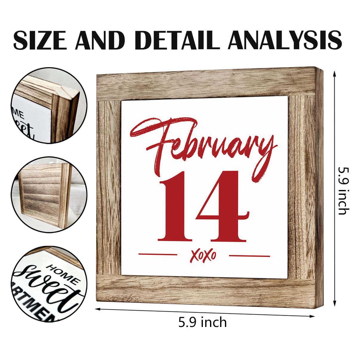 Condition photo showing New/Like New for Valentine's Day Decor, February 14 Sign, Wooden Box Signs for Home Decor, Farmhouse Decor Sign, Home Bar Decor, Coffee Bar Decor, Rustic Sign for Valentine's Day Yard Outdoor Farmhouse Decoration