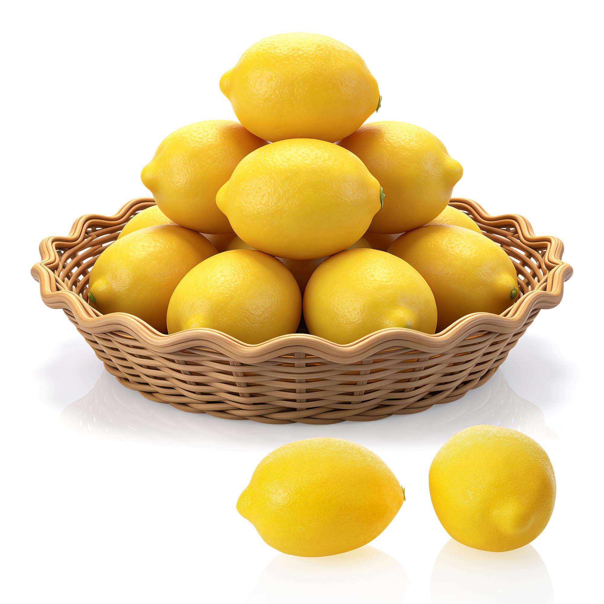 Hejo 12 Piezas Limón Artificial, Tamaño Grande (9 x 6,5 cm), Artificial Limón Fake Decoracion, Frutas de Aspecto Realista, Limones Decor para Cocina, Artículos de Fiesta, Relleno de Jarrones