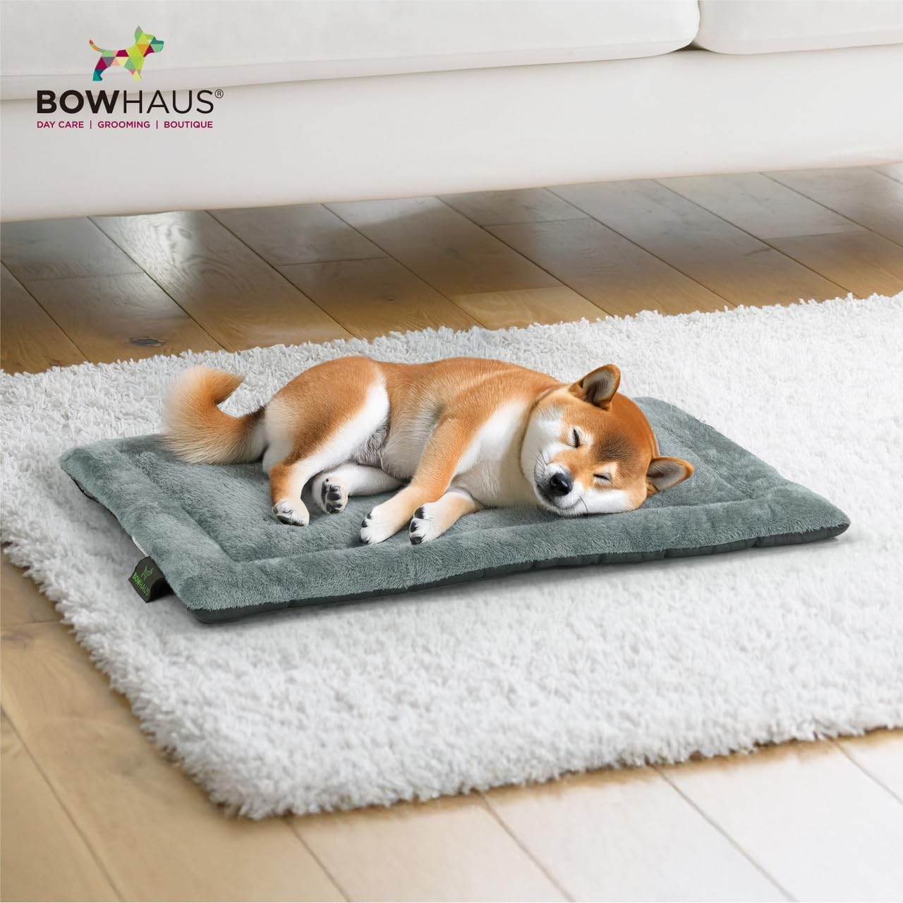 CAPHAUS 33.5" Plush Dog Bed for 36" Crate, Machine-Washable Soft Kennel Pad for Medium Dog, Anti-Slip Crate Mat, Cozy Pet Sleeping Flat Cushion