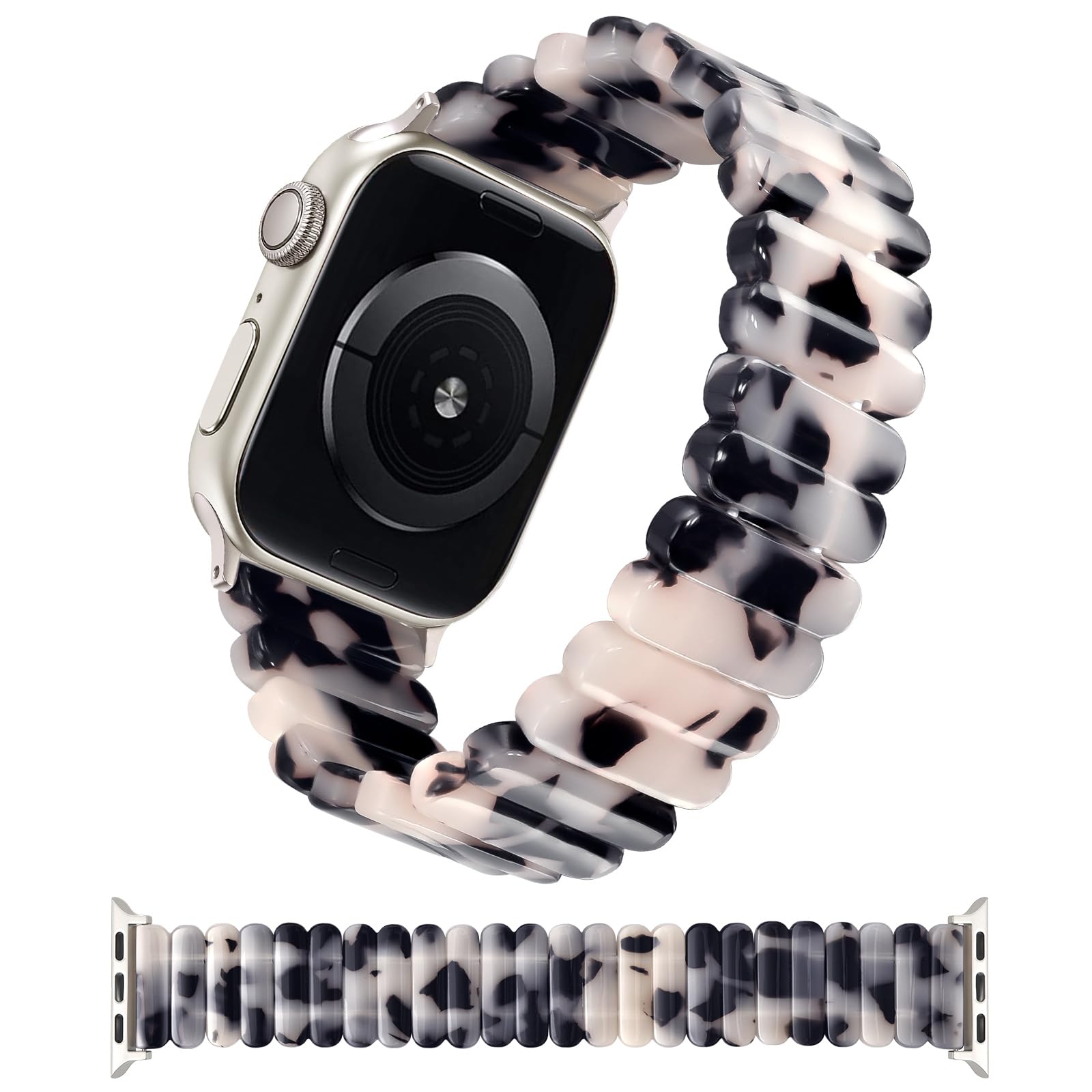V-MORO Resin Stretchy Band Compatible with Apple Watch 38/40/41mm, 42/44/45/46/49mm Fashion Cute Strap for iWatch 10/9/8/7/6/5/4/3/2/1/SE Lightweight