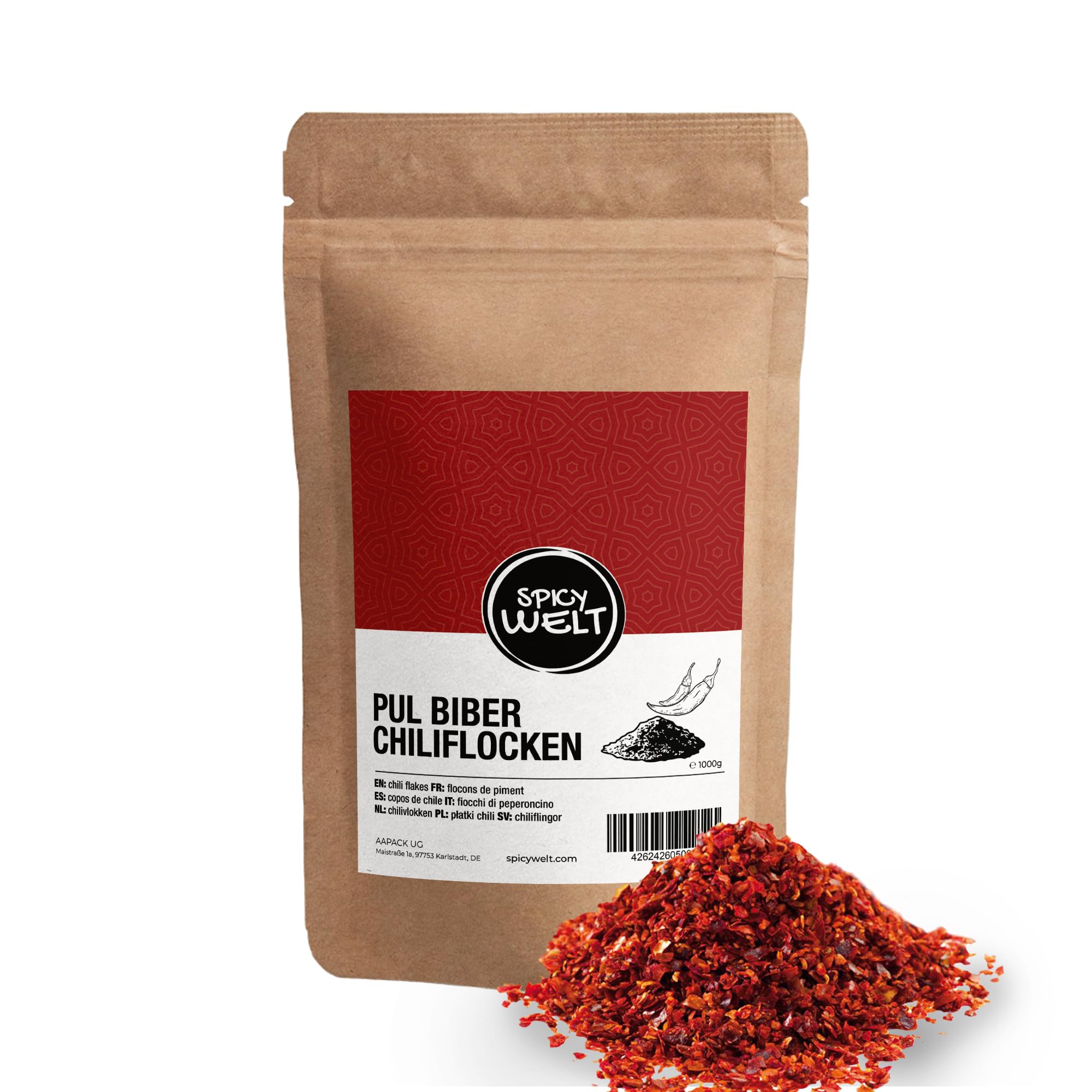 Spicy Welt Pul Biber Chiliflocken (1kg) – Chili Flocken für Fleisch, Saucen, Salate, Gemüse, Börek & Joghurt-Dips | Fruchtig, Wärmend & Vielseitig | 100% Naturrein, Ohne Zusätze