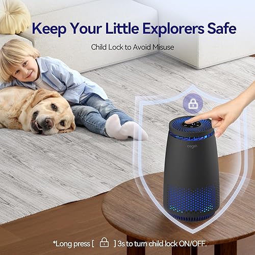 Miniatura 6 de Purificadores de aire para dormitorio del hogar, filtro HEPA 3 en 1 para mascotas, caspa, polvo, polen, humo, olores, limpiador de aire silencioso