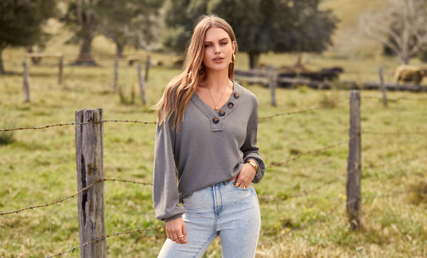 BTFBM Womens Fall Fashion 2025 Long Sleeve Shirts Spring V Neck