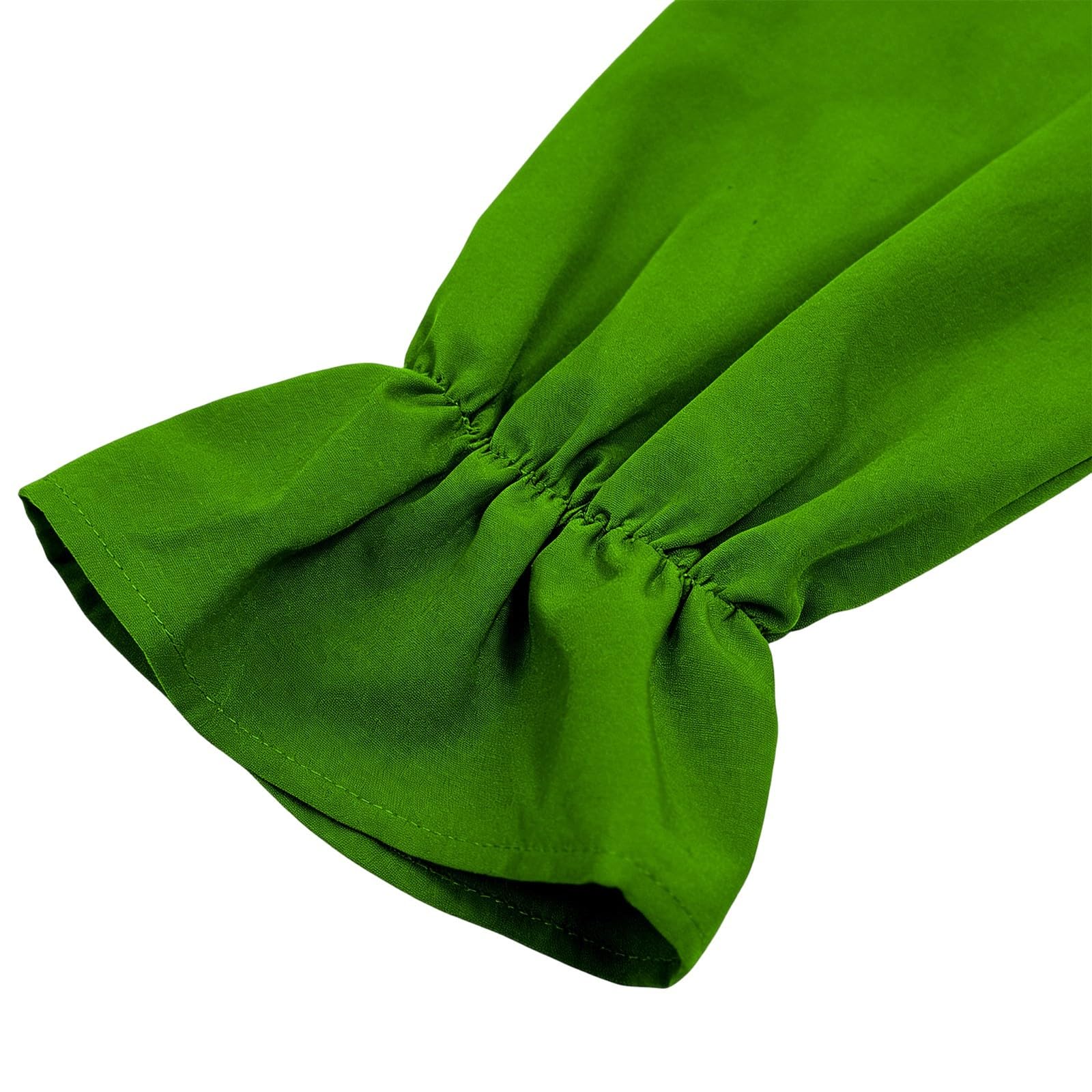 Generisch Sommer Elegantes Umstandskleid mit schulterfreiem, langärmeligem Stufenkleid, Seitenschlitz Geraffter, hoher (Green, M)