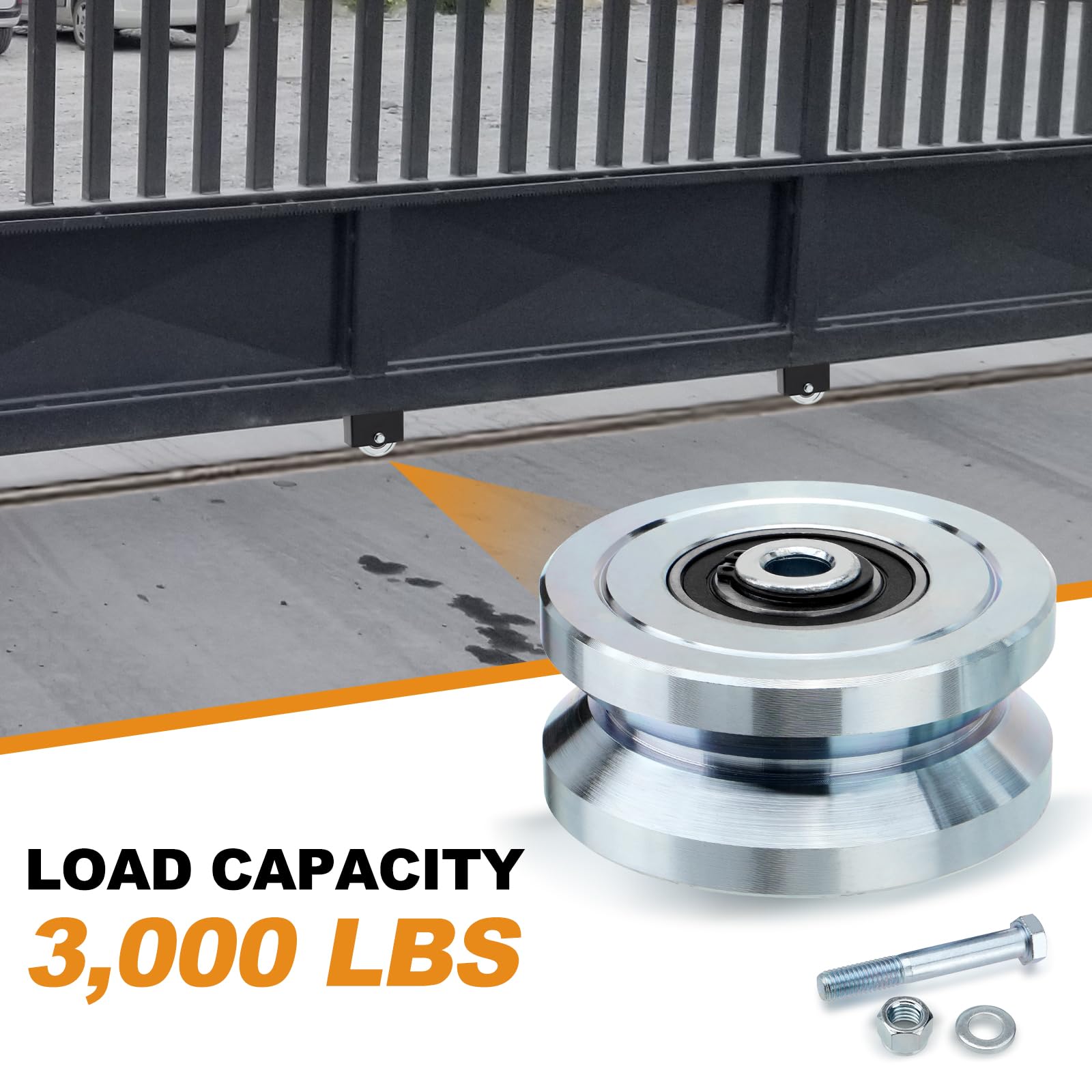 4" V Groove Gate Wheels, 3000LBS Solid Sliding V Groove Wheels — Amazon image 4