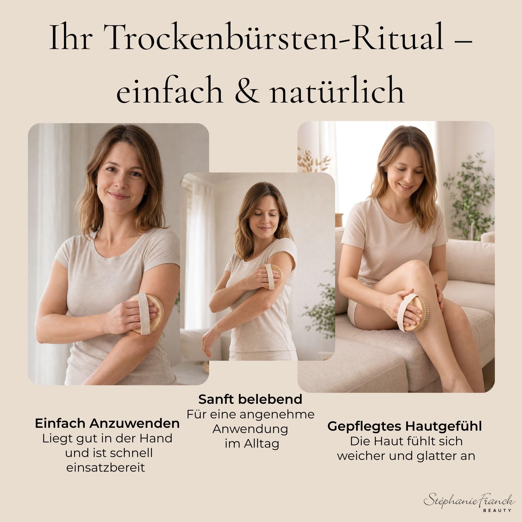 Maderotherapie Set aus Holz, 3-teilig mit Roller, Körper Gua Sha und Trockenbürste für eine einfache Körperpflege-Routine zuhause