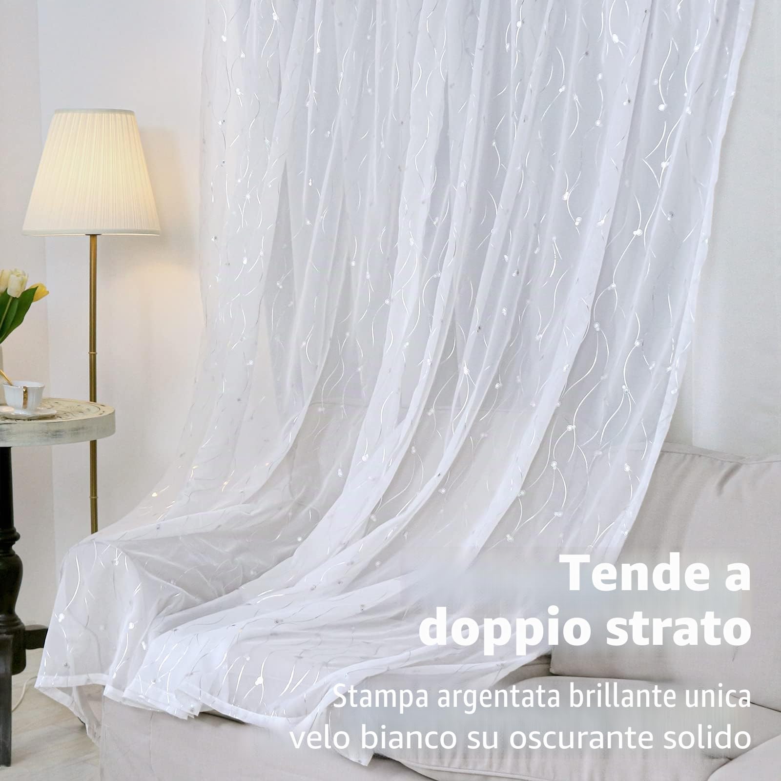 BGment Tende Oscuranti Bianche a Doppio Strato con Occhielli Argentati, Pannelli Isolanti Termici 2 Pezzi