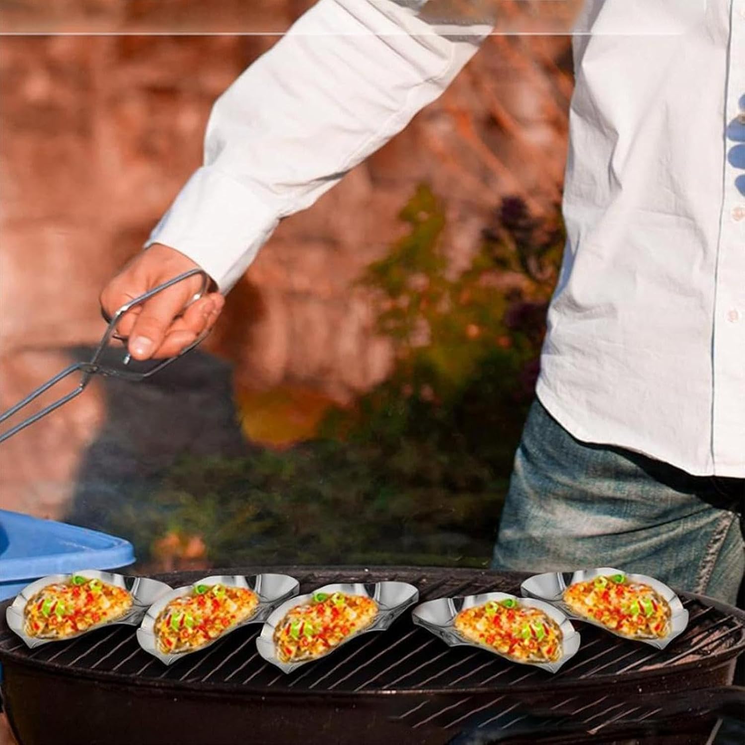 Stainless Oyster Dish, Oyster Grill Pan, Stackable Serving Tray | 12x7.8cm Oyster Platter Baking Shell Stackable Serving Seafood Clam Scallops