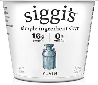 siggi's Icelandic Strained Nonfat Yogurt, Plain, 5.3 oz. Single Serve Cup – Thick, Protein-Rich Yogurt Snack