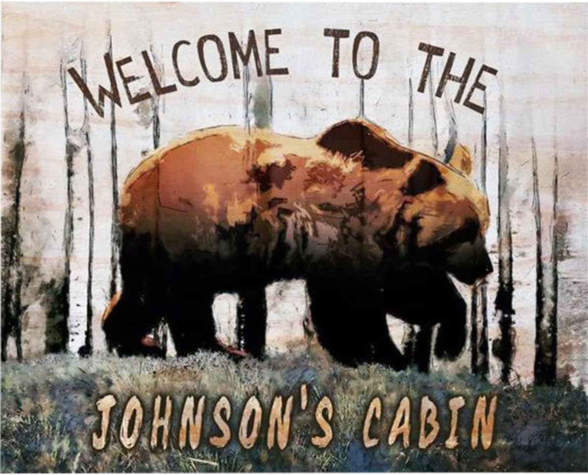 BLACK FOREST DECOR Cabin Home Personalized Block Mount - 20 x 16, Wood, 20' x 16'
