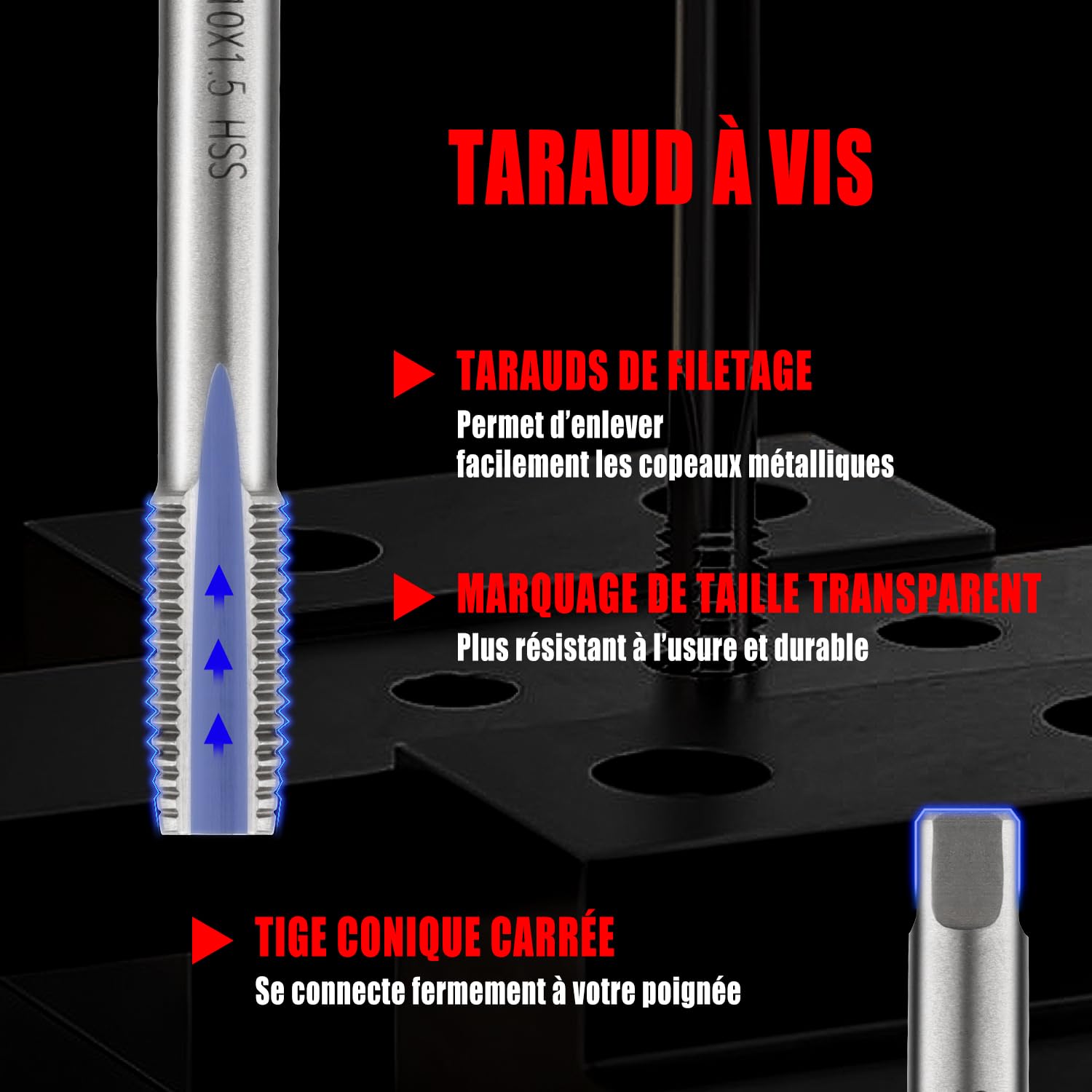 131 Pièces Kit de réparation de Filetage, tarauds et forets | Kit Filet Insertion de Fil Métrique M5, M6, M8, M10, M12 tarauds et forets Outils de Filetage