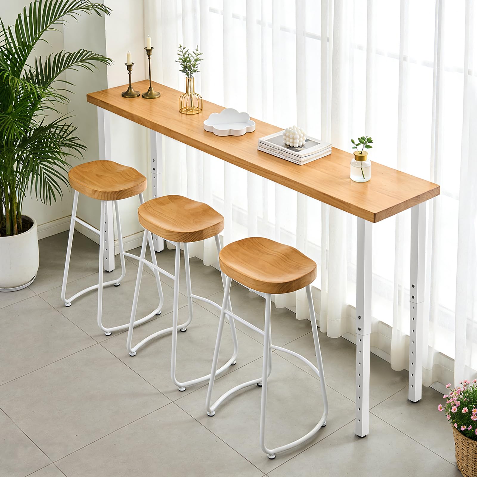 QLLY Set di 4 gambe da tavolo quadrate regolabili, da 60 a 100 cm, per casa e ufficio, fai da te, bianco