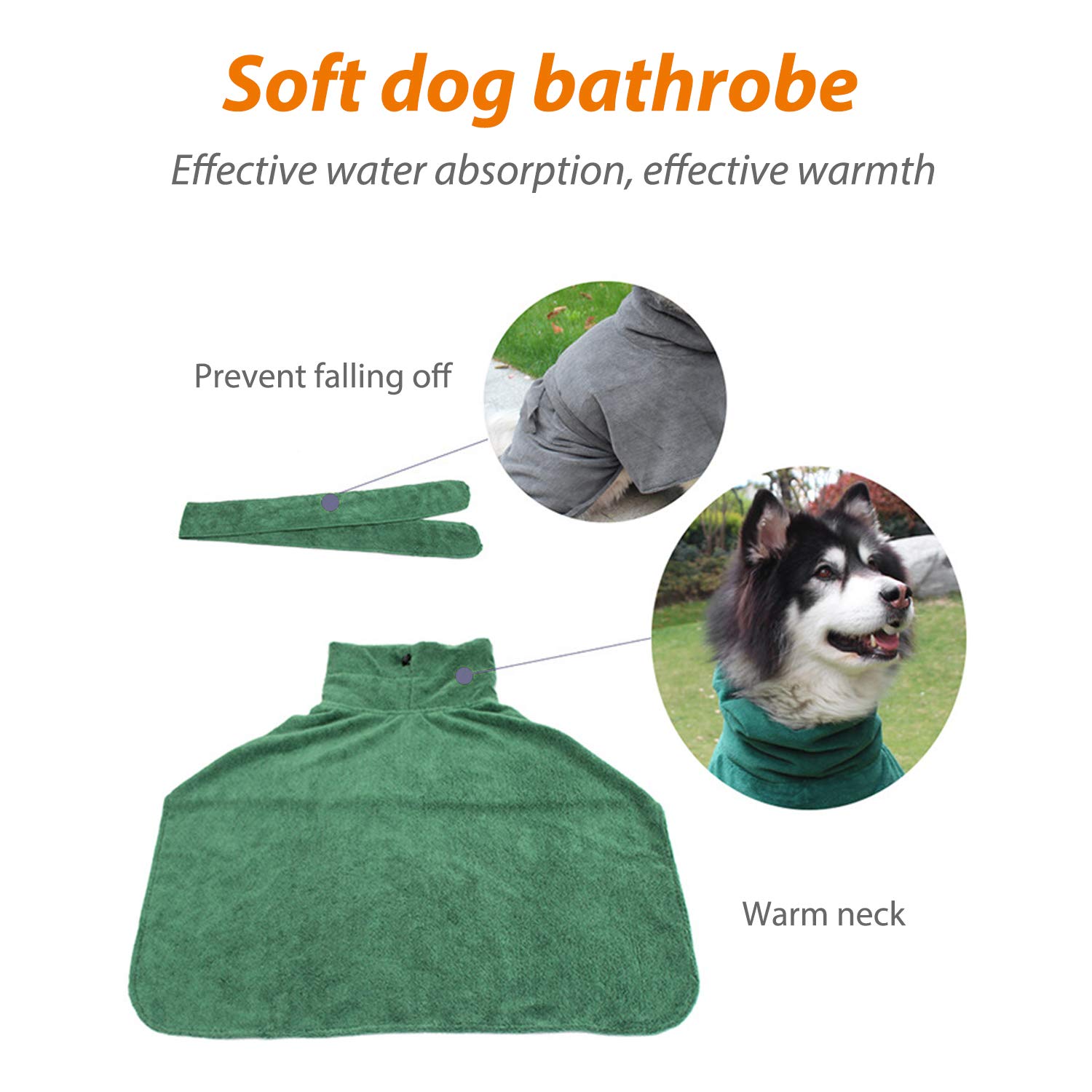 PETCUTE Peignoir Serviette de Bain pour Chien Microfibre Peignoir pour Chien Grand Petit Séchage Rapide avec bandoulière réglable