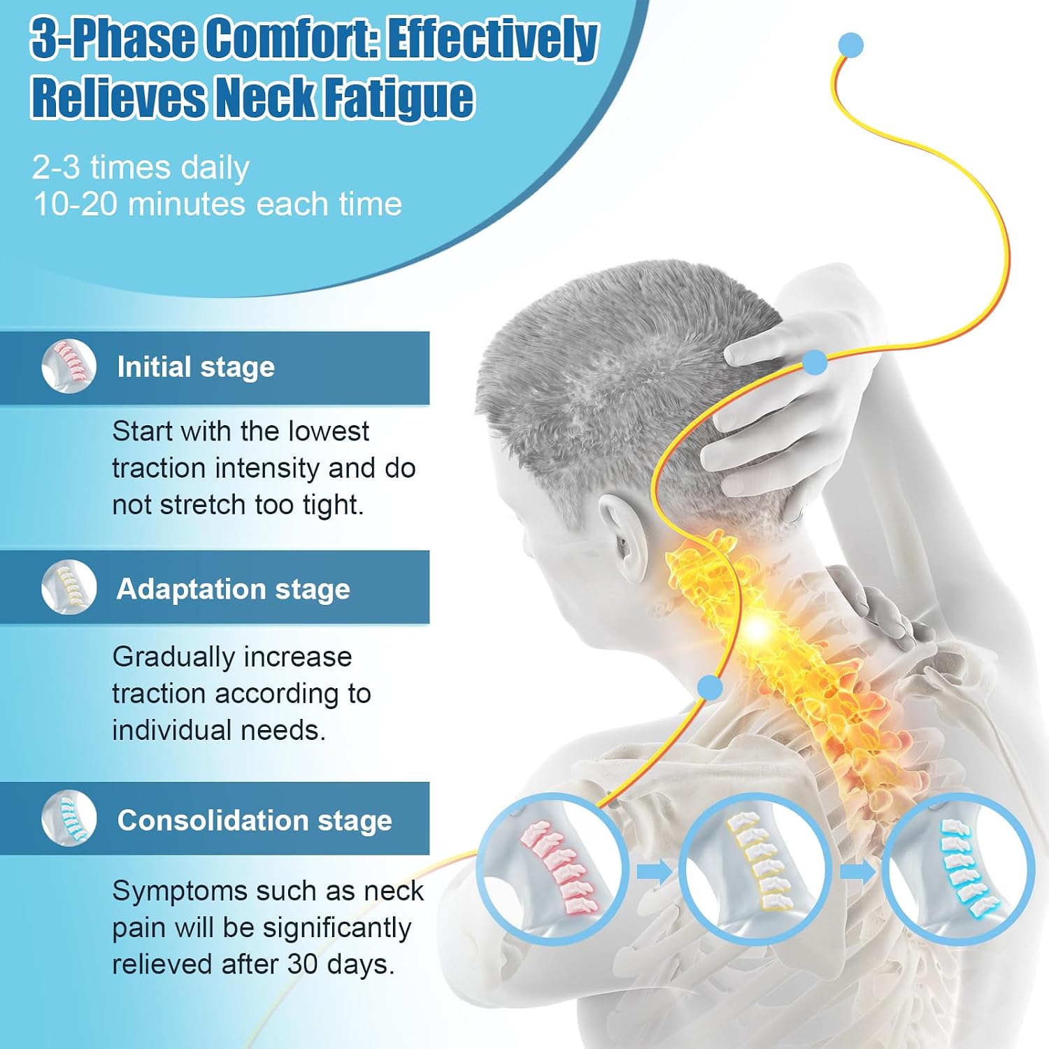 Cervial Traction Device with Air Pump, Inflatable Neck Stretcher for Pain Relief, Cervical Brace Collar for Neck Decompression, Spine Alignment and Reduce Disc Pressure