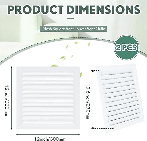 Miniatura 45 de 2 rejillas de ventilación de aluminio a dos aguas de 6 x 6 pulgadas, rejillas de ventilación de metal a dos aguas con tornillo y malla de pantalla