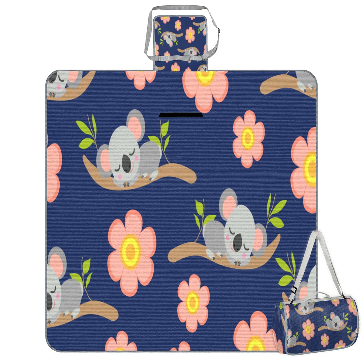 Shimoshe Animal Koala Picnic Blankets 57”x 59”, Cute Cartoon Koala Waterproof Sandproof Picnic Mat Lightweight Foldable Beach Blanket for Camping Park Grass Beach Outdoor Blanket