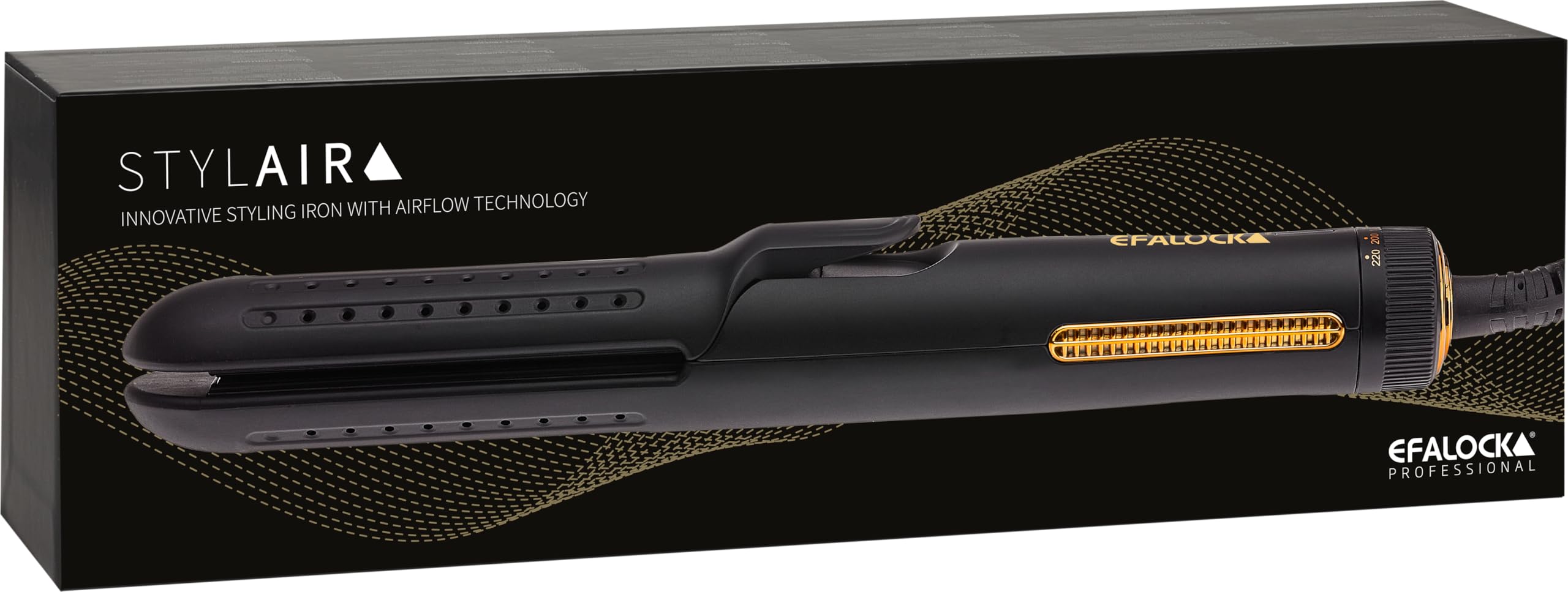 Rotschopf24 Efalock Stylair Classic Glätteisen, Locken/Wellen + Tasche | 2in1 Haarglätter für glattes Haar, Locken und Wellen. Airflow mit Hitze und Kaltluft, Keramikplatten 140–220 °C. 42W
