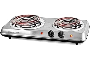 Estufa eléctrica de encimera doble OVENTE con platos calientes de bobina de...