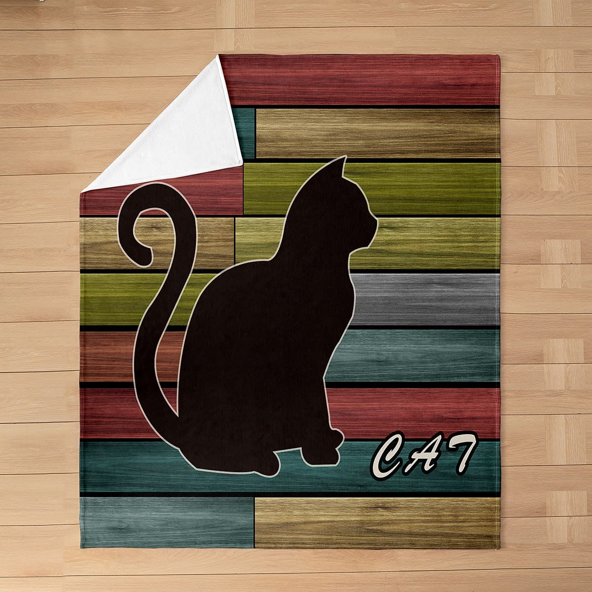 Coperta in pile per gatti e gatti, in pile, per bambini, con gattini per tutte le stagioni, traspirante, 3D, in legno, per amanti dei gatti, per letto matrimoniale, 150 x 150 cm