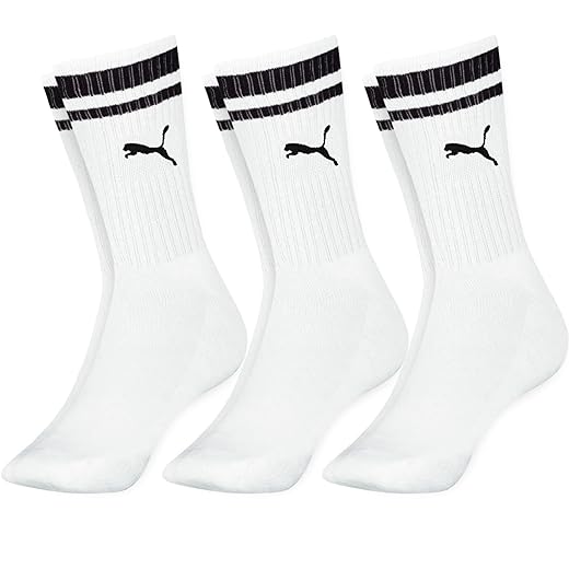 Kit 3 Pares Meia Cano Alto Puma Longo Esportiva Sola Atoalhada Algodão Masculino