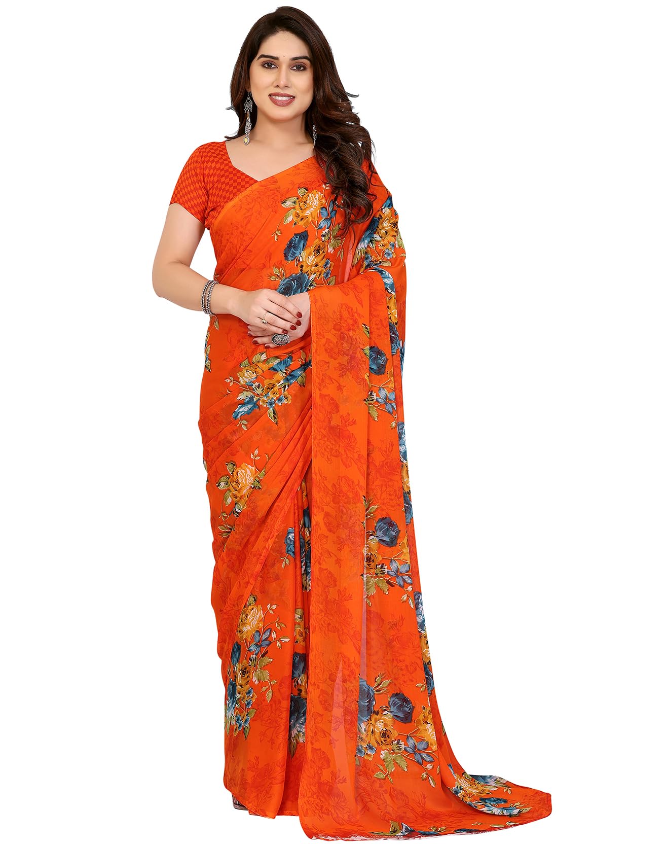yashika Women Georgette Saree Blouse Material |saree for Women | Saree | New Sari | Latest Saree-picture-28