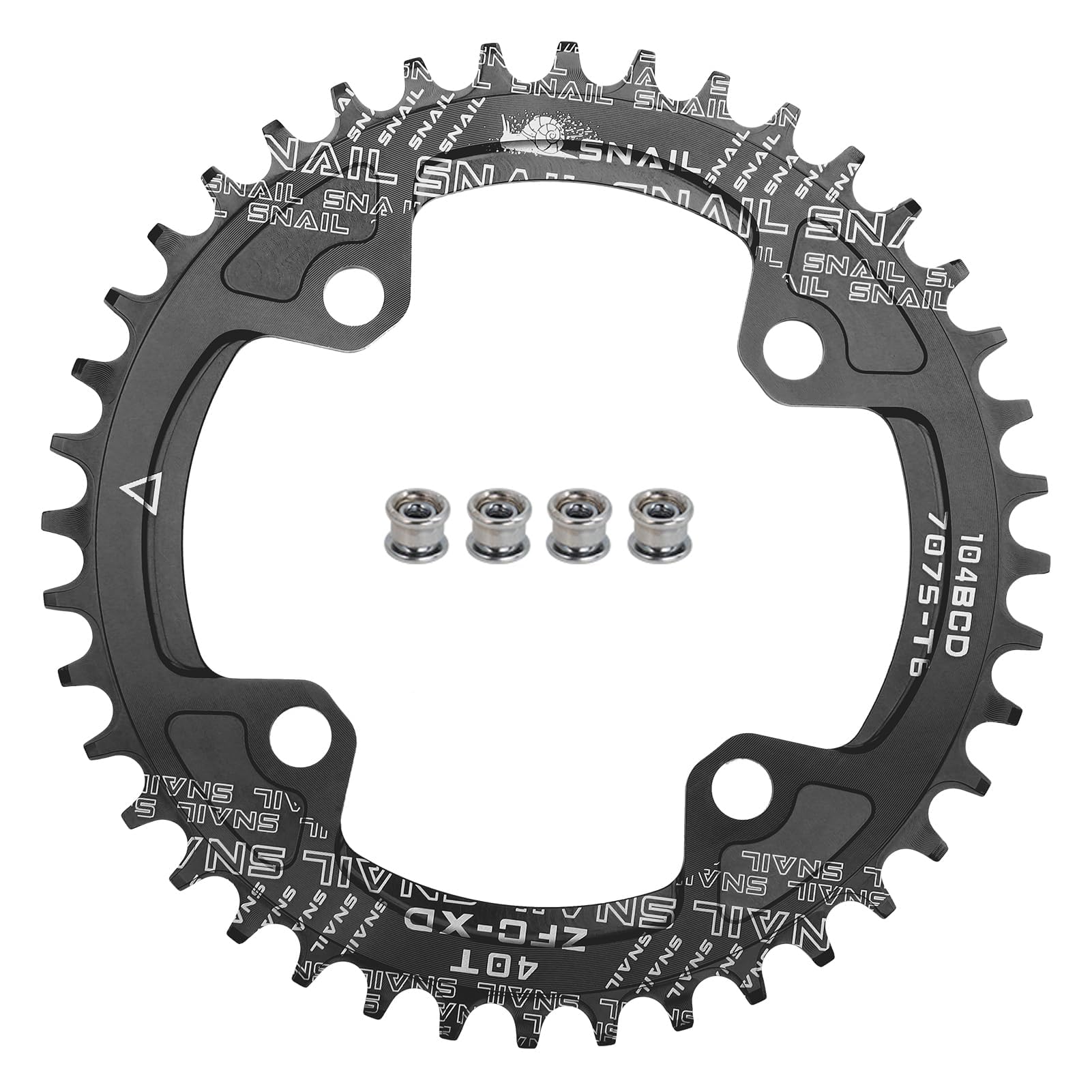 FOMTOR 104 BCD Chainring 40T 7-12 Speed Compatible CNC 7075 Aluminum Narrow Wide Tooth Round Chainrings for MTB/Road Bike Ebike Chainwheel Black