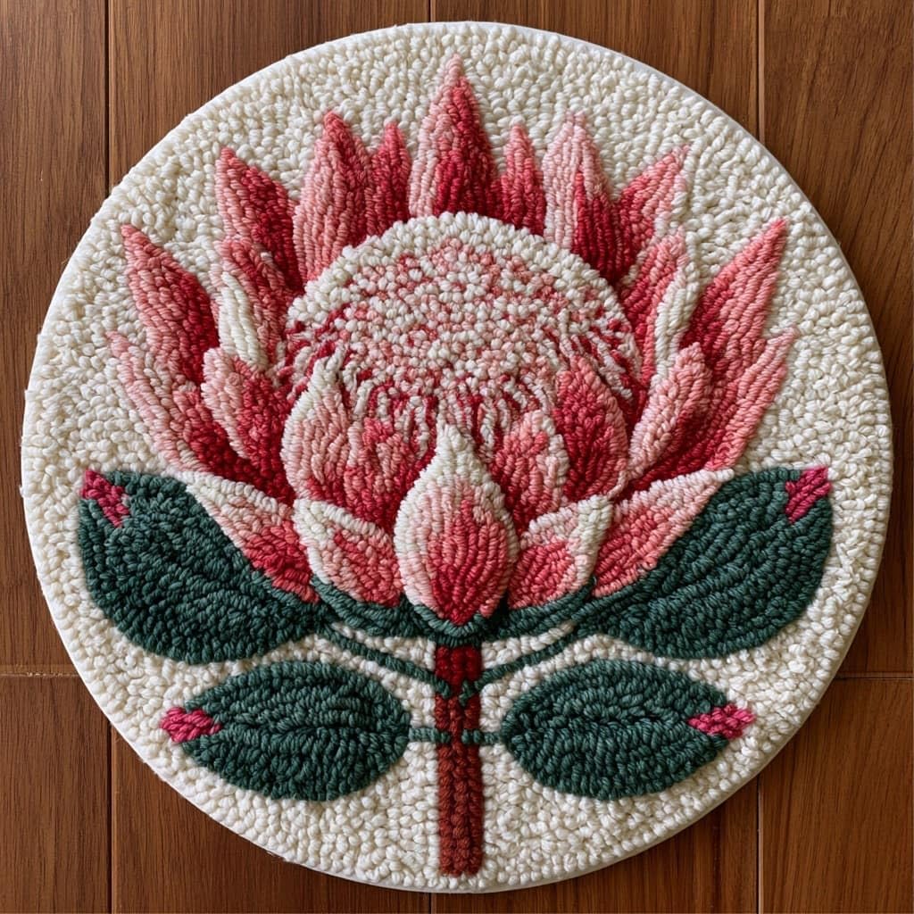 AMBATTERY Rug Making Kit for Adults,Round Latch Hook Rug Kit,Flowers