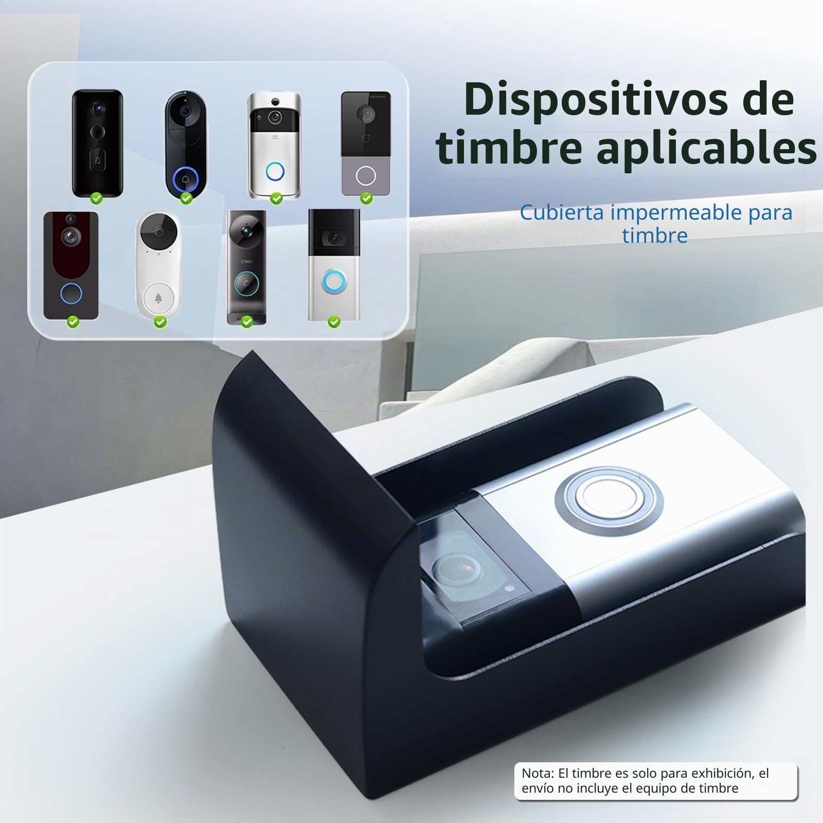 Video timbre de puerta protección contra la lluvia Exterior, cubierta de timbre, protección meteorológica Adecuada para Ring Doorbell/enchufe/cerradura de puerta