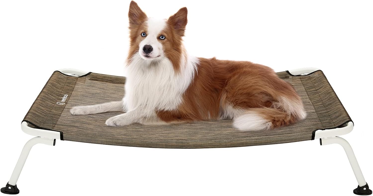 Veehoo Curved Cooling Elevated Dog Bed, White Frame