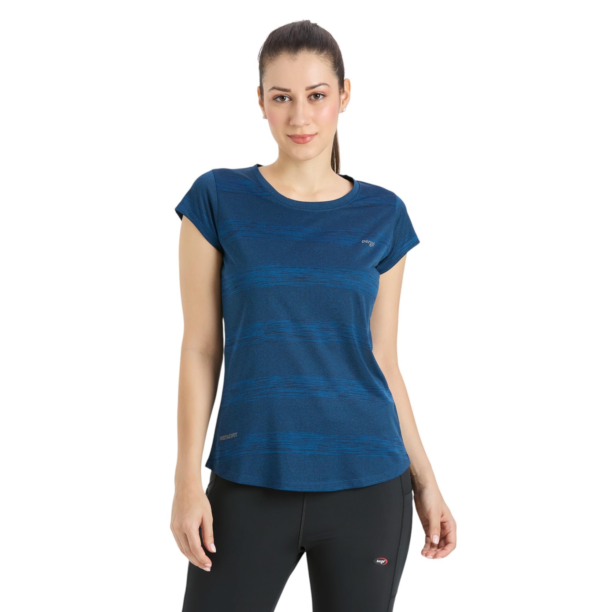 berge' Women's activewear stripe t-shirt| Instadry® | Polyester | Quick Drying | Breathable Fabric |Gym Tees | Workout Tops | Sports | Fitness |Slim Fit| Athleisure | Half Sleeve T-shirt | Lightweight-image-46