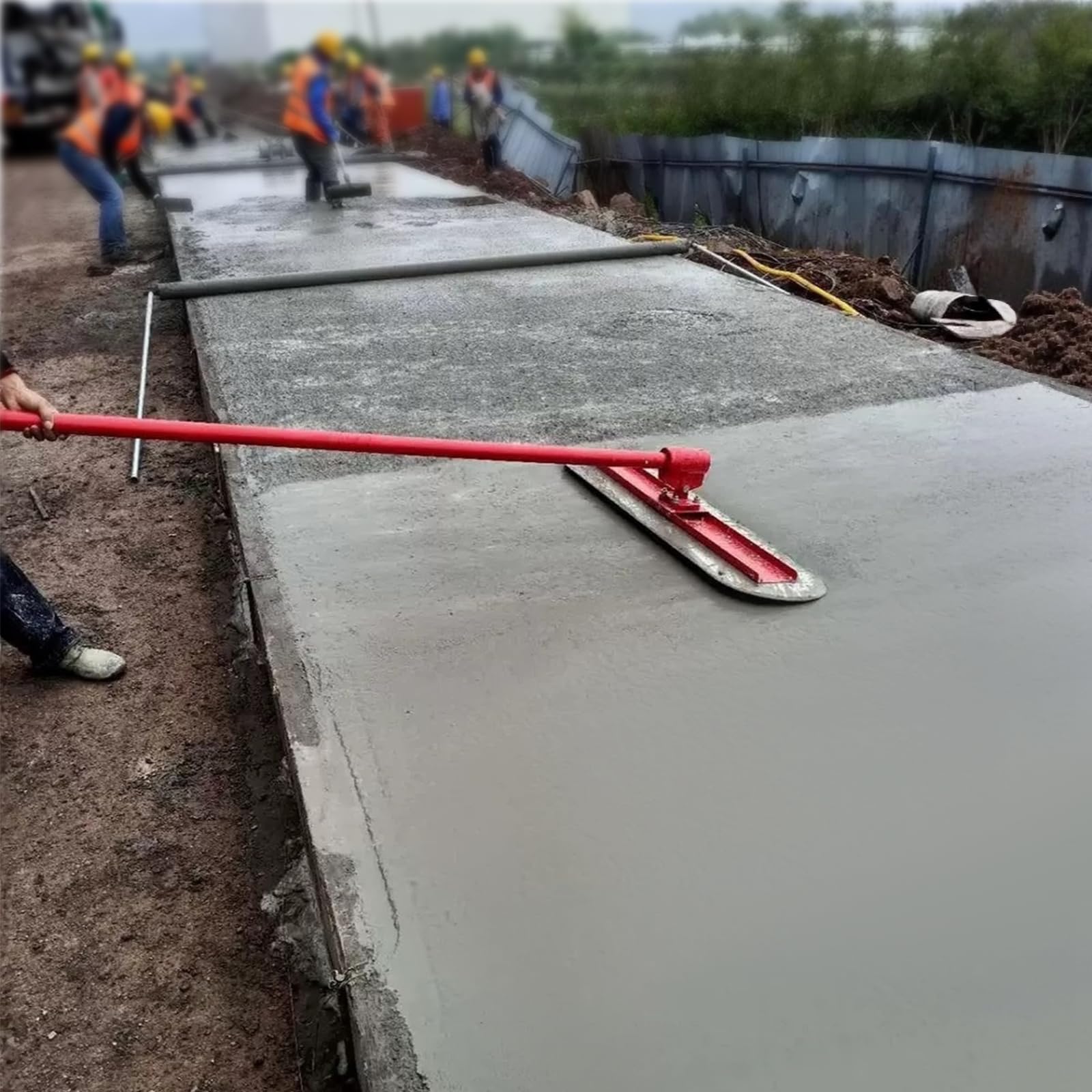 LIROPAU Betonglätter-Werkzeugsatz, Bull Float Concrete Float 90x20cm, Edelstahl-Betonglätter mit Kelle und 4 x 1,15 m verstellbarer Halterung zum Pflastern von Betonböden und Zement
