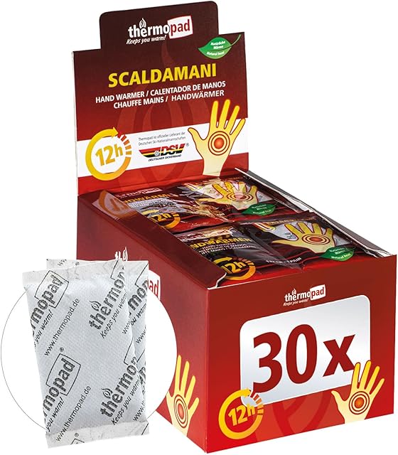 THERMOPAD ogrzewacz do dłoni  oryginalny produkt: 30 par podkładek termicznych do 12 godzin ciepła I Gotowy do natychmiastowego użycia ogrzewacz do kieszeni I Bardzo ciepły Heatpad  idealny do
