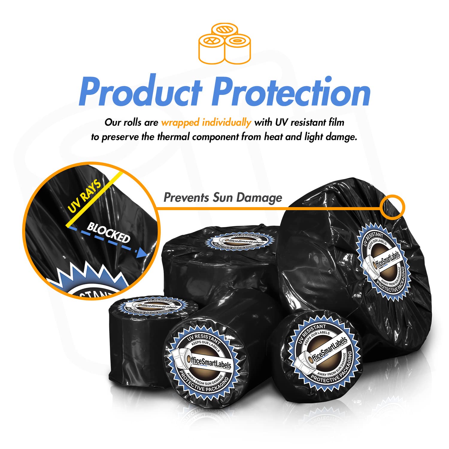 OfficeSmartLabels 1.5x1 Inch Direct Thermal Labels - 10 Rolls, 5100 Labels Per Roll For Shipping & Postage