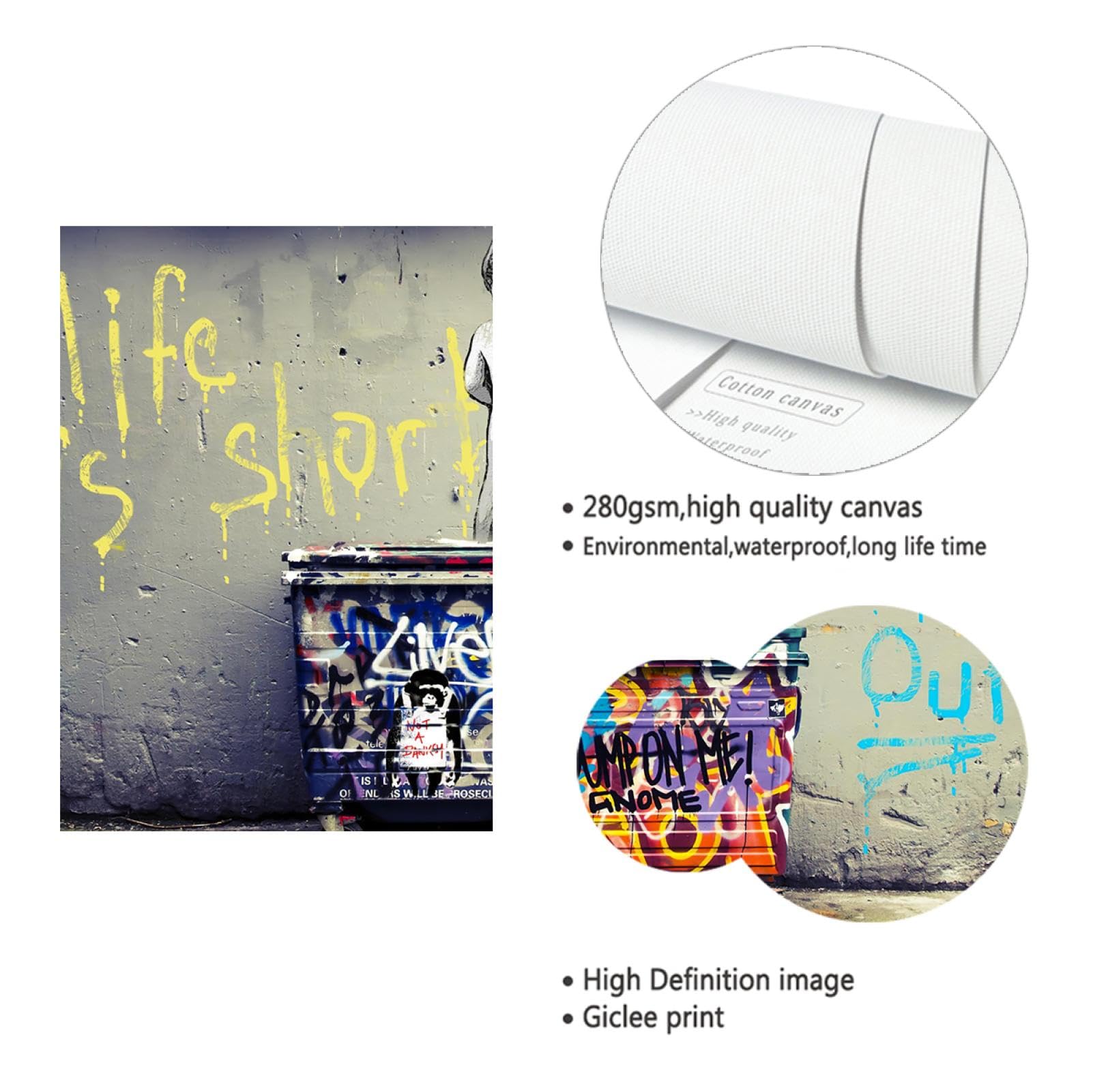 UIRINGART Street Graffiti Wall Art Naughty Boys Impression sur toile Affiches pour salon Café Bar Appartement Espaces modernes et urbains Décoration murale 35x55cm Cadre intérieur