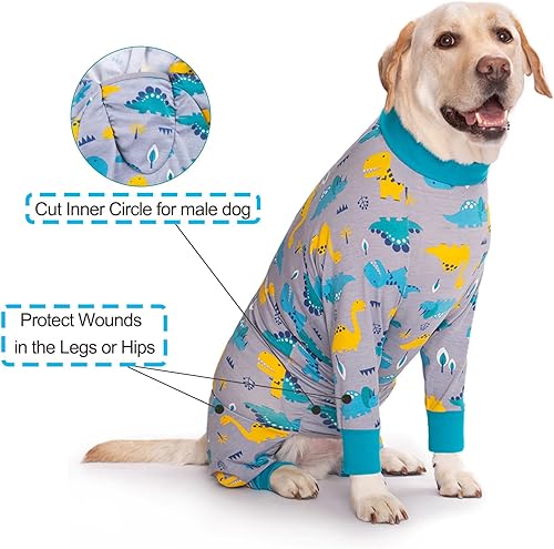 Miniatura 2 de Traje de recuperación para perros después de una cirugía, suave de manga larga para perro, alternativas de cono, evita lamer al perro, mameluco