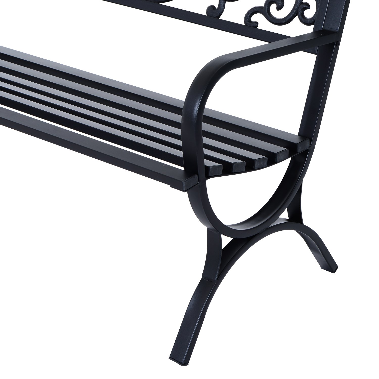 Outsunny Banc de Jardin terrasse en Acier Fonte Noir 3 Places 127 x 60 x 85 cm Charge Max 240 Kg