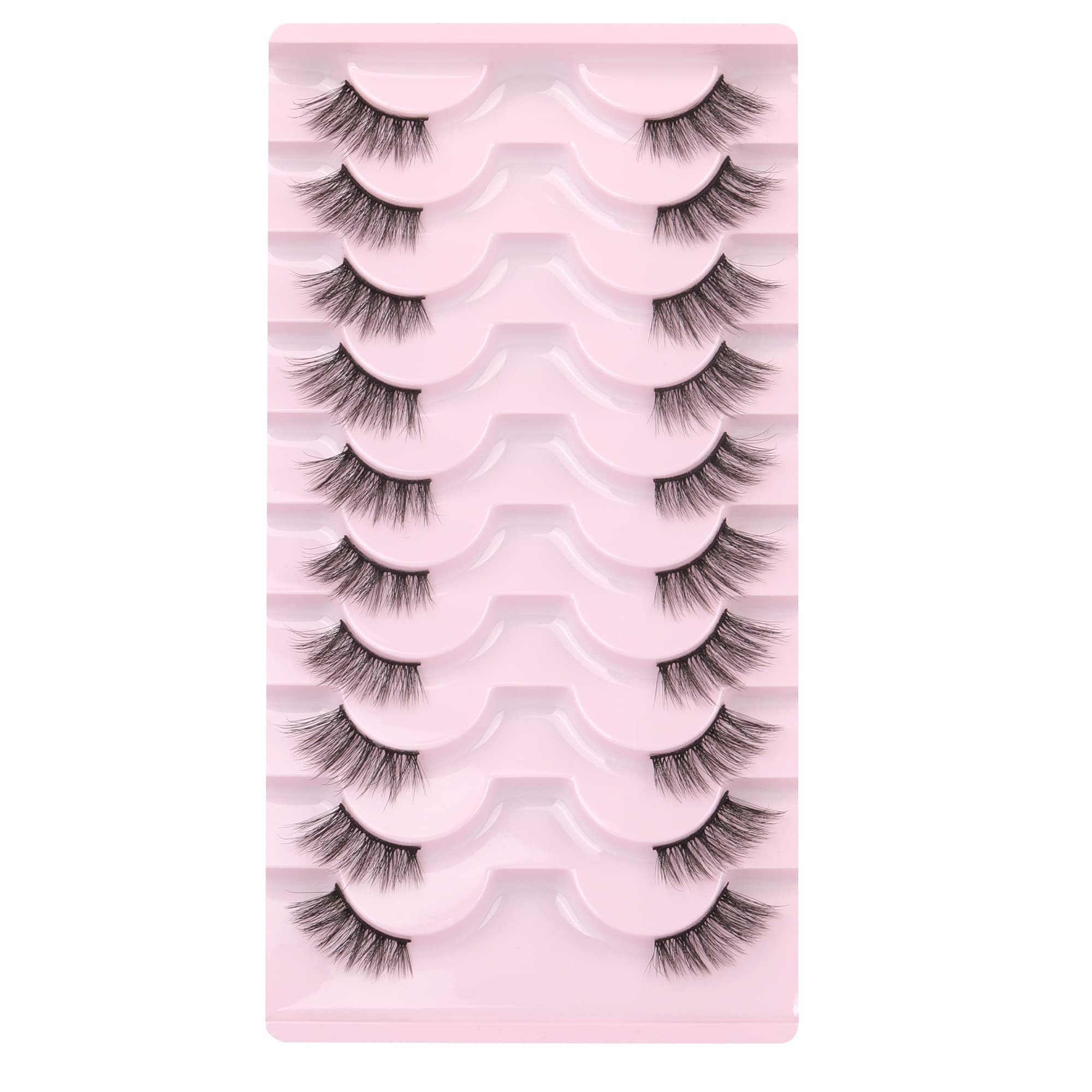 wiwoseo False Eyelashes Half Lashes Corner Eyelashes Extension DIY 16MM Wispy Fluffy 3D Fake Eyelashes 10 works Pack
