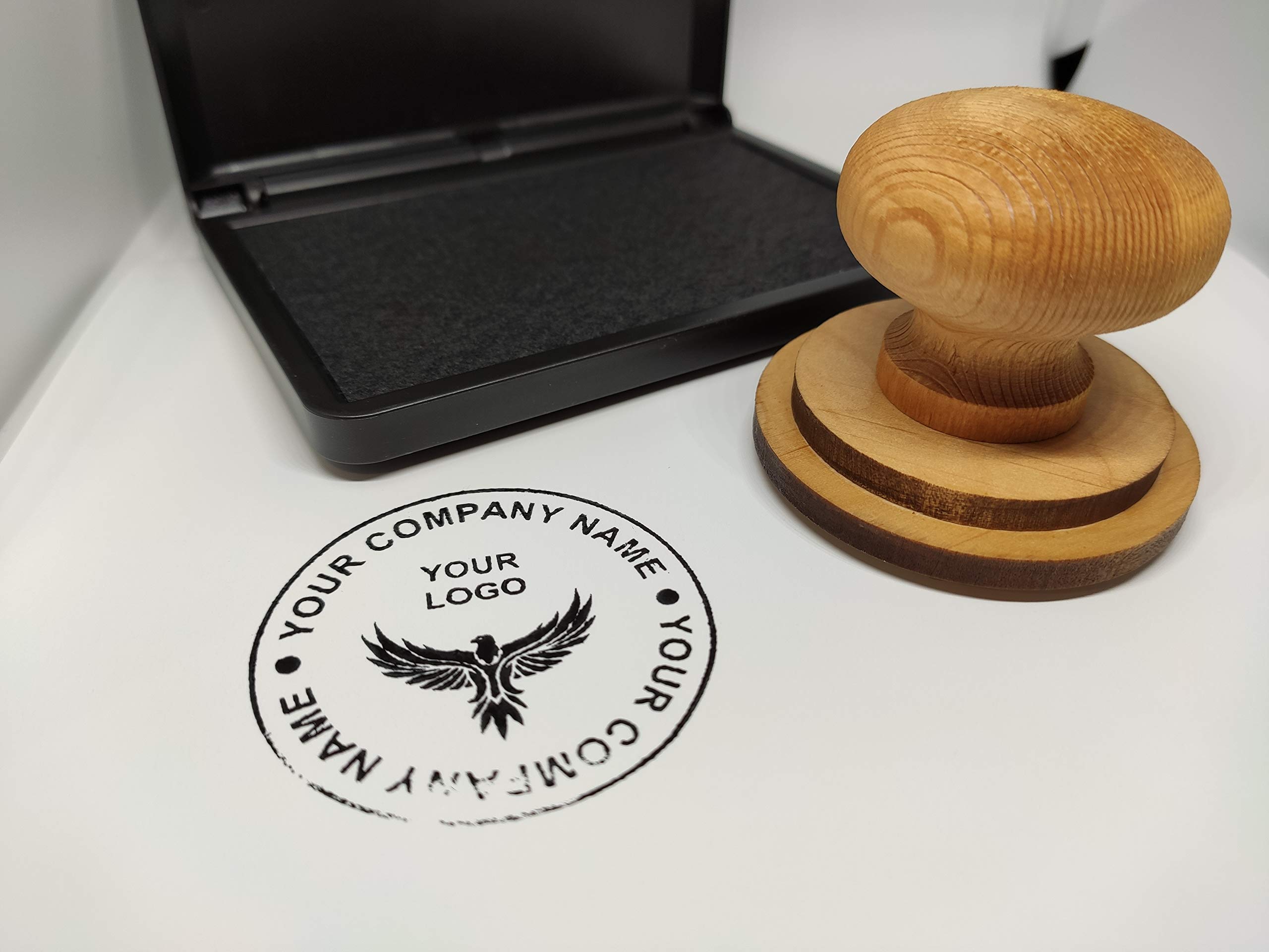 Timbro di gomma su ordinazione fatta a mano grande legno solido fornito con tampone di inchiostro