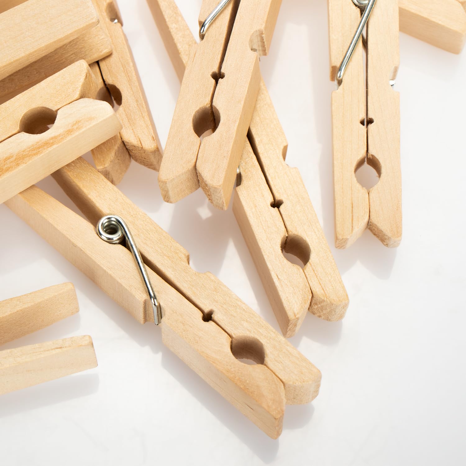 COM-FOUR® 100x XXL Pinzas para la Ropa de Madera - Madera de Abedul sin Tratar para Colgar Ropa Aprox.10 cm (100 Piezas - Abedul - XXL)